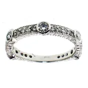 0.64 CT Bezel Prong Set Diamond Wedding Ring in 14k White Gold