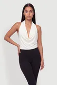 Backless Cowl Neck Halter Top
