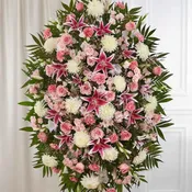 Pink & White Funeral Standing Spray