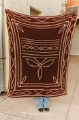 Brown Ivory Bootstitch Knitted Polyester Microfiber Blanket