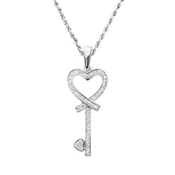 10k Gold Heart Key Pendant 0.27 Ctw