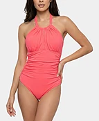 Solid Ruched One-Piece Swimsuit