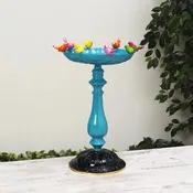 Metal Bird Bath - Blue
