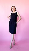 1960s Quilted Black Top and Skirt Set, sz. S