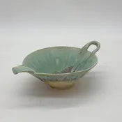 Tiny pot with handles in turquoise — Speckled Dog Pottery