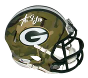 AARON JONES AUTOGRAPHED GREEN BAY PACKERS CAMO SPEED MINI HELMET BECKETT