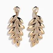 14K Rose Gold Diamond Leaf Cascade Drop Earrings