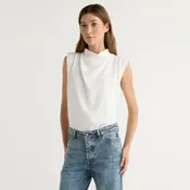 Allegra Gathered-Neck Sleeveless Blouse