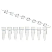 0.2mL 8-Strip Tubes, with Hinged Attached 8-Strip clear Dome caps, Natural