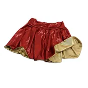 15" Circle Cut Flip Skirt in Red and Gold Sparkly Jewel