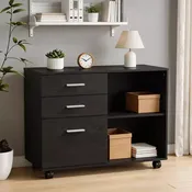 3-Drawer Wooden File Cabinet with Flat Side Table 31.5 Inch