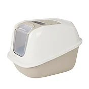 ExquisiCat® Jumbo Flip Top Hooded Cat Litter Box with Door, Taupe/White