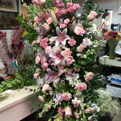 Lilly and roses done in pink and white