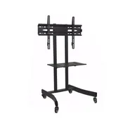 Mobile Flat Panel TV Mount Stand – For 30” to 65" Monitor Displays – Adjustable Height – Black