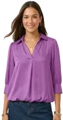 3/4 Sleeve Hi lo Bubble Hem Blouse