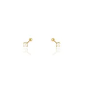 14K Gold Tiny Pearl Screw Flat Back Studs