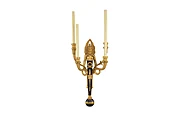 Black And Gilt Empire Style Egyptian Motif, Four Light Sconce