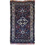 1920s Antique Kurdish Rug Kazak Design Persia Wool-on-Wool