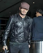David Beckham Black Leather Jacket