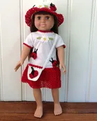 18" Doll Lady Bug T-Shirt Dress, Hat & Purse Crochet Pattern