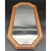 Vintage Solid Wood Octagon Mirror w/ Beveled Frame & Dual Hanging Options