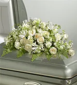 All White Casket Spray
