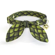 Cat Collar & Bunny Ear Bow Set - "Dragon Scales - Green" - Fantasy Dragon Cat Collar w/ Matching Bunny Bow Tie / Game of Thrones, Snake / Cat, Kitten + Small Dog Sizes