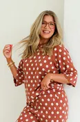 About You Polka Dot Rust Short Sleeve Top