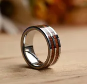 8mm Two Koa Wood Inlay Tungsten Wood Ring