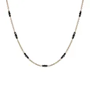 18K Gold Black Diamond Station Chain