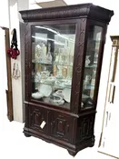 64352 Large RARE Antique Victorian Mahogany China Cabinet Curio
