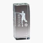 3D Engraved Crystal Soccer Block