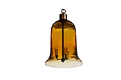 Amber Colored Crystal Three Light Bell Lantern With Patinated Brass Mounts