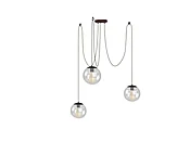3 Pendant Twisted Taupe Swag - Clear 8" Globes