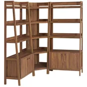 100" 3-Piece Wood Corner Bookshelf Set with Extra Wide Units