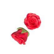 1-1/8" Rose w/ Calyx - Petite - Red