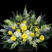 Pure White, Blue and Yellow Sympathy Arrangement