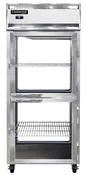 1RXNPTHD-GD-GD 1-Section Display Commercial Pass-Thru Refrigerator Extra Wide Half Doors