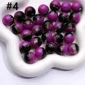 16MM Round Cat Eye Acrylic Beads with Glitter & Gold Foil Core, Dual-Tone Shine for DIY Crafts