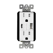 15 Amp Duplex Decorator Receptacle With Dual USB Type C/A Charger | 125VAC | Enerlites 61501-TR2USB-1A1C