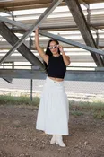 Alma Mater Midi Skirt - White