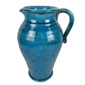 12.5″ Ceramic Pitcher with Handle, Dark Blue