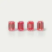 0.76 Carat Each Pink Emerald Cut Lab Grown Diamond