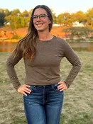 Autumn Essential: Chocolate Striped Ribbed Long Sleeve Top