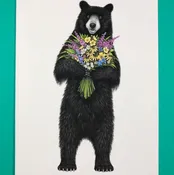 A2 Size Flower Bear Greeting Card - Blank Inside