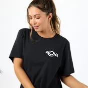ALOHA Collection Unisex Logo Tee Vintage Black Cotton T-Shirt