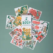 2027 Gnomes & Mushrooms Postcard Wall Calendar -Phoebe Wahl