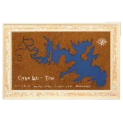 Canyon Lake, Texas Stained Wood and Distressed White Frame Lake Map Silhouette