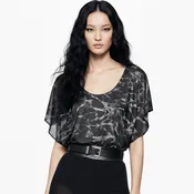 Black and Beige Crackled Dolman Top