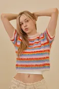 Furry Yarn Striped Knit Top
